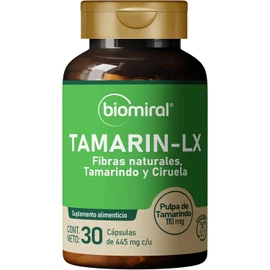 Biomiral Tamarin+LX Laxative Supplement - Natural Tamarind & Plum Fiber - 30 Capsules (445mg)
