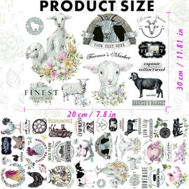 UV DTF 4 Sheet Morning Farmhouse Rub on Transfers, Farmhouse Fresh Craft Transfers for Furniture Farmhouse Theme Style Rub on Transfers for Decorate Doors Wall Window Mirrors Calendars Vases