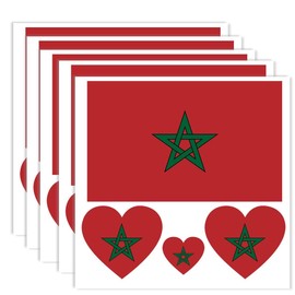20 PCS Morocco Flag Tattoo,Moroccans Banner Tattoos Decoration Decal, Rectangle Heart Waterproof Sticker for Party Parade
