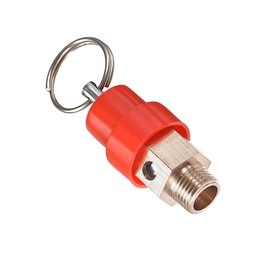 M METERXITY Air Compressor Valve, Brass Safety Valve, 115 PSI Set Pressure for Low Amount of Pressure Reducing Applications, G 1/8 Male Thread, Red