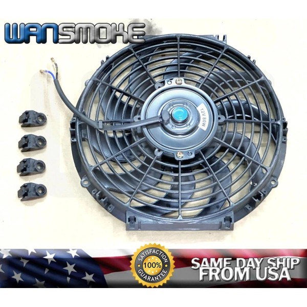 WANSMOKE 12" Universal Slim Fan Premium Cooling Radiator Intercooler Turbo