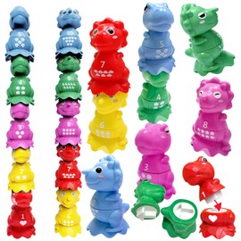 Dinosaur Alphabet Toys, Learning Toys for 3 4 5 6 Year Olds， Dinosaur Stacking Matching Toys, Matching Letter Educational Montessori Toys, Color Sorting Toys, Number Matching Toy (10 Pcs)