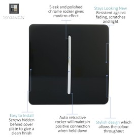 Trendi Artistic Modern Glossy Tactile Auto Retractive Door Bell Switch Black ART-DBBK