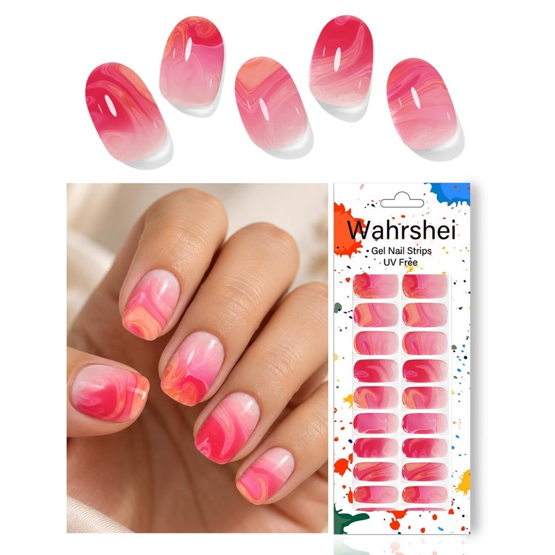 22 Pcs Gel Nail Stickers, UV Free Gel Nail Strips,
