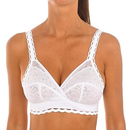 Playtex Women's Bra Without Underwire Recycled Classic Lace Support Soft Cup x1, White