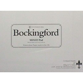 Bockingford Watercolour Paper pad 12 Sheets Mixed Surface Cold Press hot Pressed Rough (A4)
