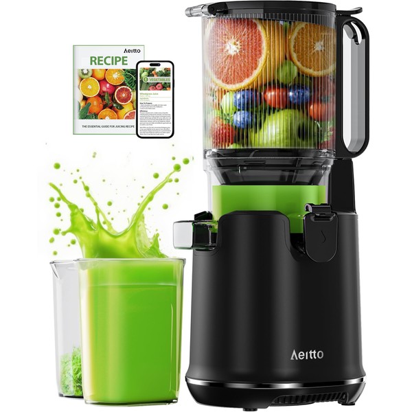 Juicer Machines,Aeitto Cold Press Juicer with 5.3“ Extra Large Feed