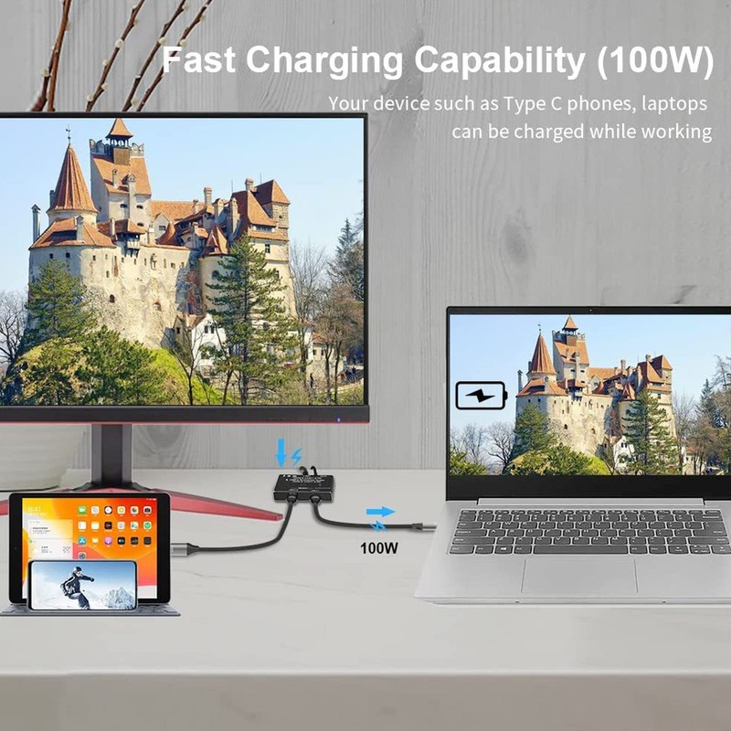 USB C Switch, Bi Directional USB C Switcher 2 in