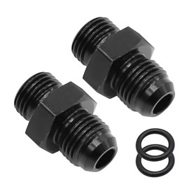 Vkinman 2Pcs 6AN Flare To 6AN ORB Male Fuel Rail Adapter Fitting Aluminium O-Ring Fitting Adapter for Fuel Line Hose Black