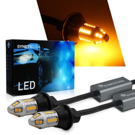 Syneticusa 1157 Error Free Canbus Ready Yellow/Amber LED Front/Rear Turn Signal Light Bulbs DRL Parking Lamp No Hyper Flash All in One (30 LEDs)