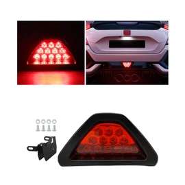 Suvnie Car F1 Style Brake Light, DRL Fog Rear Tail Third Brake Light, Waterproof Triangle Warning Flash Lamp with 12 LED, Universal Car Accessories for Motorcycles Trucks Safety Stop (Red)
