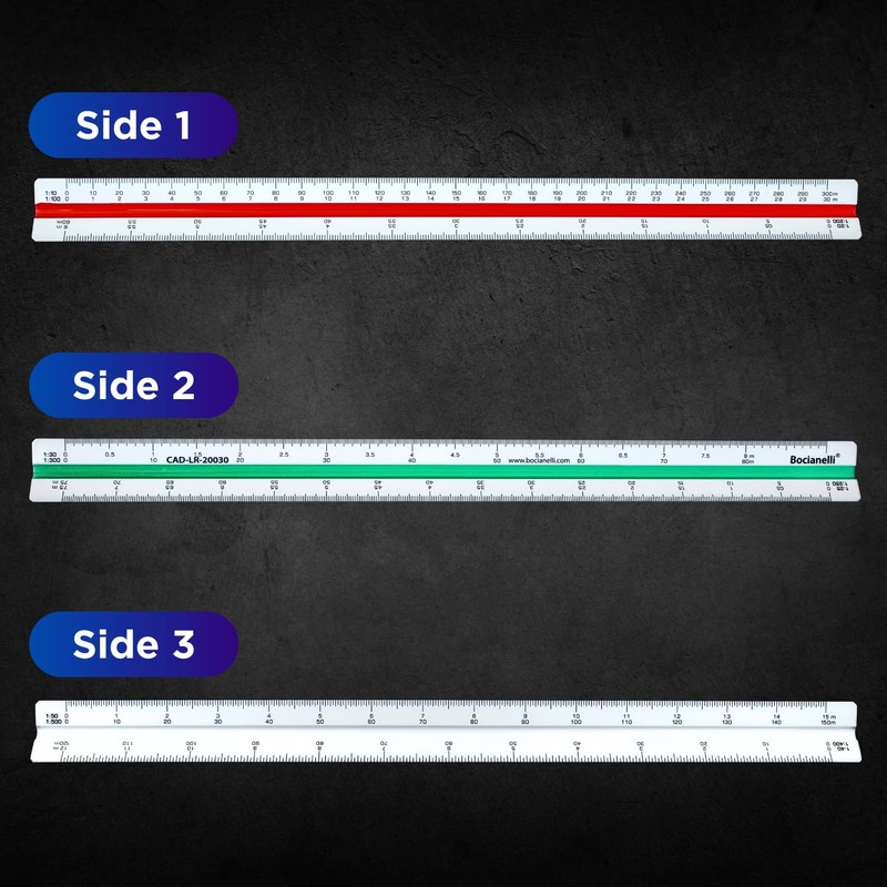 Professional 30cm 12" Metric Plastic Triangular Scale Ruler 1:10 1:20
