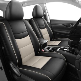 GXT Fit Nissan X-Trail Seat Covers for Selected 2014 2015 2016 2017 2018 2019 2020 Nissan X-Trail - Odorless Leatherette Full Set Custom Seat Covers(Black and White)