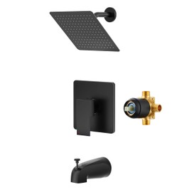 Alesco Alesco Shower Faucet Set, Black Tub Shower Faucet with 8-Inch Showerhead and Bathtub Spout, Showerhead and Handle Set Include Valve and Trim Kit, Matte Black