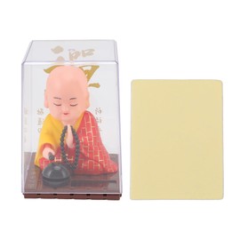 Urhomy Monk Solar Figurine Head Swing Doll Hitting Wooden Fish Buddha Monk Doll Head Dance Monk Figurine Toy Solar Charging Tabletop Figurine Solar Dance Toy Car Dash Decoration Car Dash Decoration
