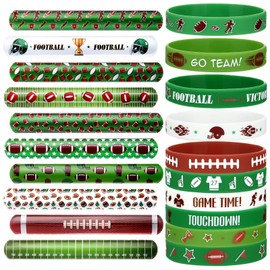 60 Pcs Football Silicone Wristband Slap Bracelets Football Party Favors for Kids Motivational Sports Football Themed Birthday Football Party Supplies Gift Giving Classroom Rewards