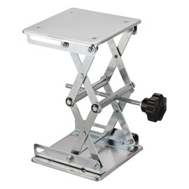FLKQC Lift Table Lab Stand Lifter, Scissor Lifting Jack Platform 6"X 6", Stainless Steel Laboratory Support Jack Platform with Black Hand Wheel, Expandable 75mm to 260mm