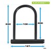 LEAD LU-209A U-shaped Lock for Motorcycles, Shackle Lock, Includes 3