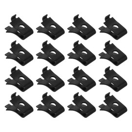 sourcing map 16pcs Cabinet Shelf Clips Metal Adjustable Shelf Bracket Clamp Shelf Support Pins Shelf Clip Support Hardware Replacement Parts for Metal Shelving, Black