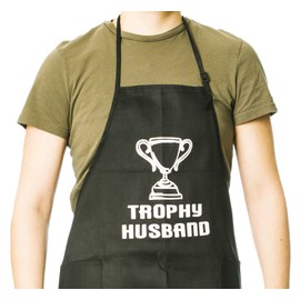 Funny Guy Mugs Trophy Husband Adjustable Apron with Pockets - Funny Apron - Perfect For Kitchen BBQ Grilling Barbecue Cooking