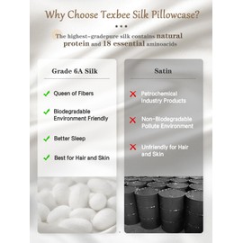 Texbee Silk Pillow cases 2 Pcak, 22 Momme Mulberry Silk Pillowcase for Hair and Skin Health, Soft Smooth Breathable Cool Satin Pillow Case for Beauty Sleep, with Gift Box (50x75 cm,Dark Grey)