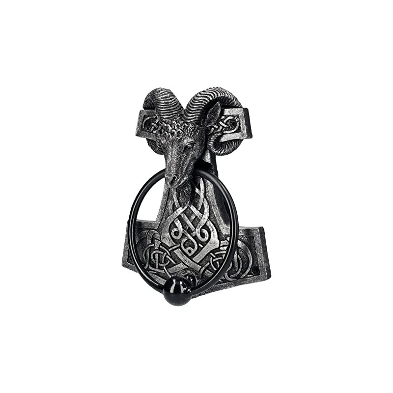 Pacific Giftware Door Knocker Viking Thor's Hammer with Aries Skull