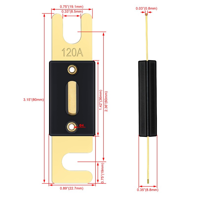 Heschen ANL-120 ANL Fuse 120A for Car Audio System Gold
