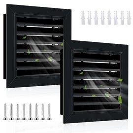 2 Pcs 12" x 12" Gable Vents for House Aluminum Alloy Shed Vent Attic Vents with Screen Wall Vent with Screws, for Ventilation Exterior Doors Wall (Black)