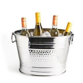 Insulated Beverage Tub for Parties Stainless Steel Drink Tub Cooler Ice Bucket for Hosting Parties Drink Bucket with Handles Wine Bucket Double Wall Ice Bucket