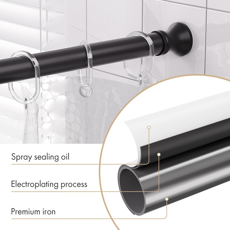 Amazer Spring Tension Shower Curtain Rod, 54-90 Inches Tension Curtain