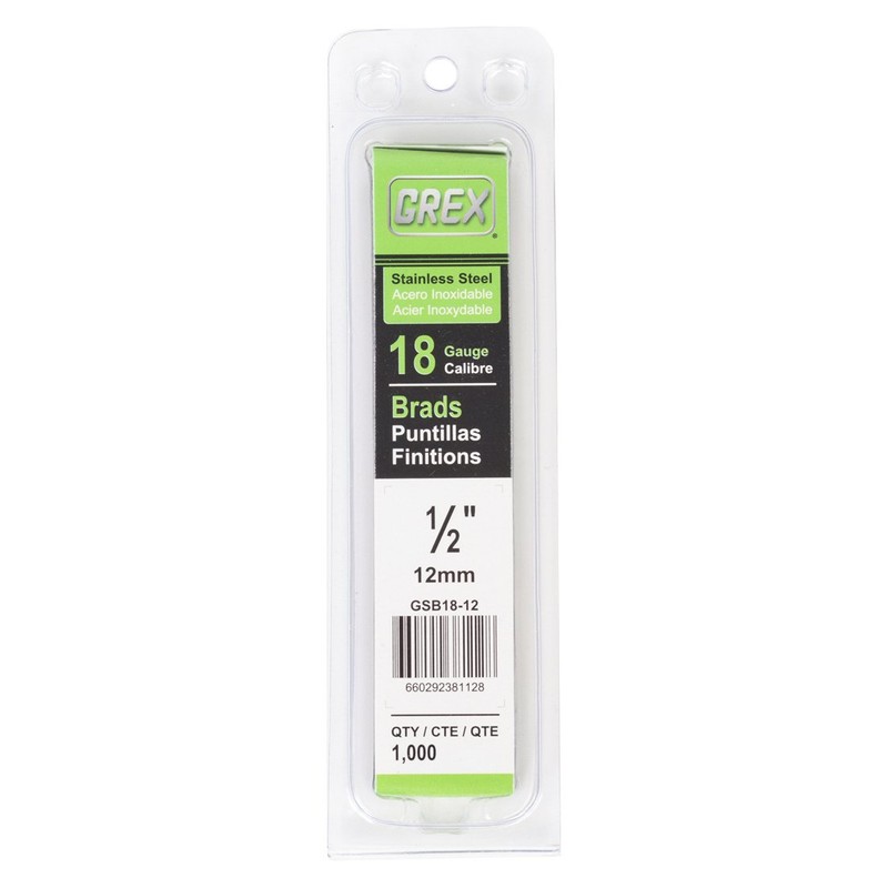 Grex GSB18-12 1/2 In. 18 Ga. Brad Nails, Stainless Steel
