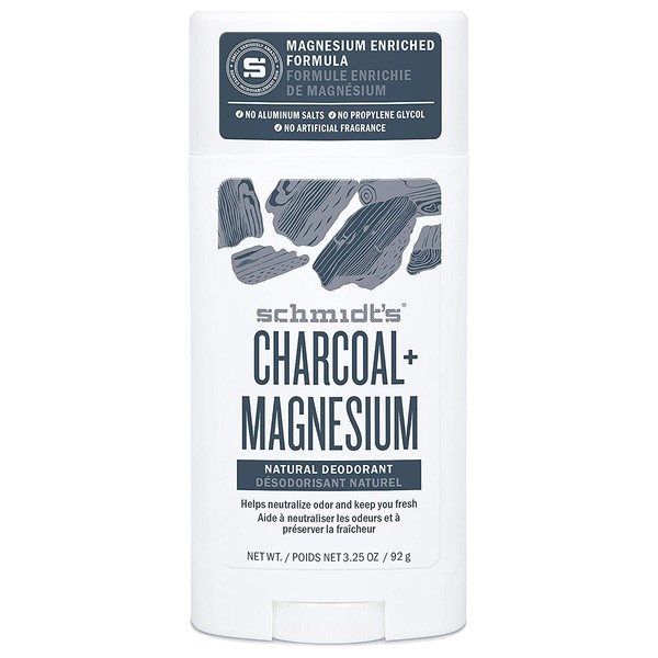 Schmidt's Natural Deodorant for Men and Women, 24 Hour Odor Protection and Freshness Charcoal + Magnesium Aluminum Free, Vegan, Certified Cruelty Free, 3.25 oz
