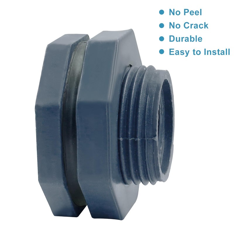 PHITUODA 1/2 Inch Pvc Bulkhead Fitting with Plugs NPT1/2 Female