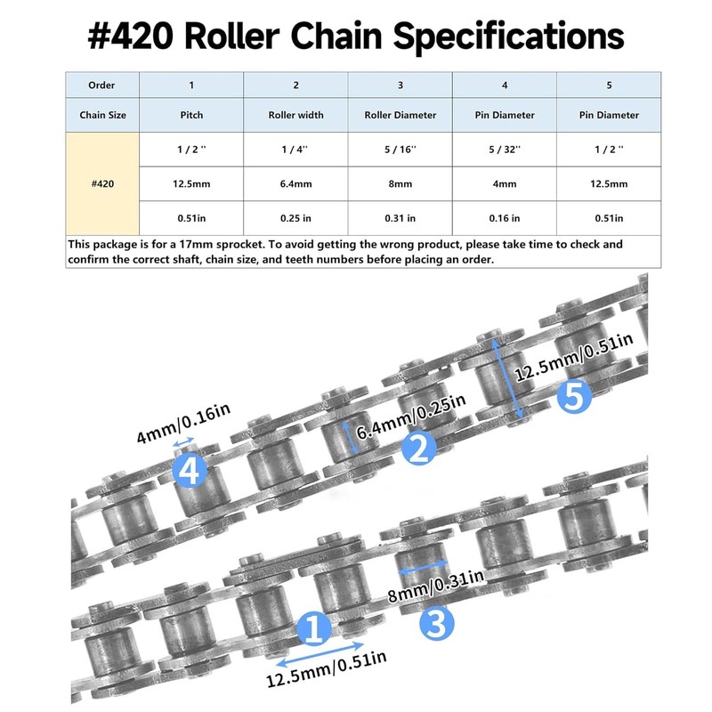 420 Chain Sprocket 10T Front Sprocket 17mm Compatible with 50cc