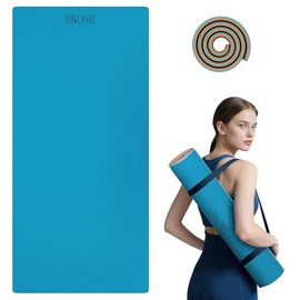 Extra Long & Wide Thick Yoga Mat for Tall Men & Women,76''x32.6''x7mm - High Density TPE Non-Slip Both Sides, Lightweight 1.1kg with Superior Cushioning for gymnastics, Pilates, Home, Workout (Blue-orange)