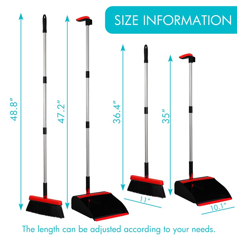 PHYEX 2-Pack Broom and Dustpan Combo Set, with 48" Adjustable