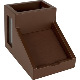 Victor B9505 Desk Pencil Cup with Angled Note Holder, Frosted Glass Window for Professional Look, Great in Any Home or Office, Mocha Brown