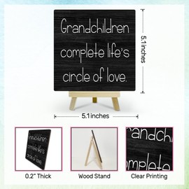 Grandparent Gift from Grandchildren Home Decor Wooden Sign, Gift for Nana Granny Grandpa New Grandma Gifts First Time Grandparents Day Gift for Women Men Desk Decor Plaque Table Centerpiece - A08