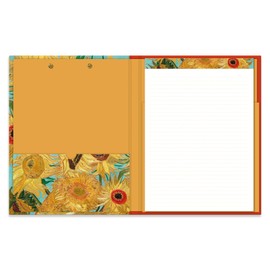 Robert Frederick A4 Clipboard Folder with Notepad | Van Gogh Sunflowers Design | Document Wallet Organiser, Lined Writing Pad, Office Desk Stationery Gift