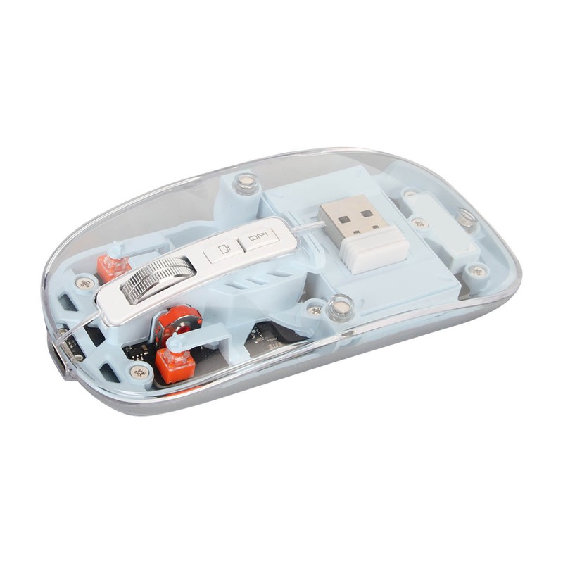 Wireless 2.4G Bluetooth Transparent Mouse 2400 DPI Rechargeable 400mAh RGB