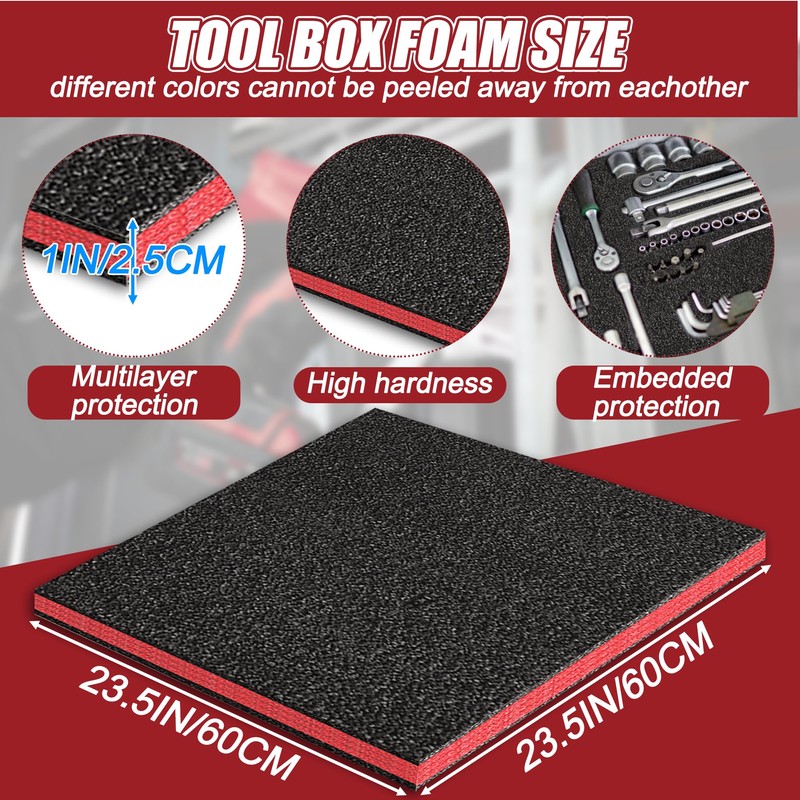2PCS 23.5" x 23.5" x 1" Tool Box Foam Easy