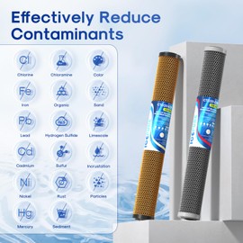 ICEPURE 2.5"x 20" Whole House Water Filter, 2-Stage Water Filtration System Replacement Combo Kit with KDF Cartridge and Activated Carbon Lead Remove Filter, Compatible with C1-20, F3WCB32