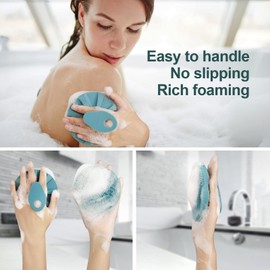 INNERNEED Food-Grade Silicone Body Scrubber Exfoliating & Massaging Shower Brush, More Hygienic Bathing Tool, for All Skin Types, Lathers Well, Longer Service Life (Dark Green)