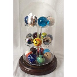 anbcollectibles 4 x 7 Glass Dome with 3 Tier Acrylic Marble Display Insert (5/8" Holes) for Marbles_AB