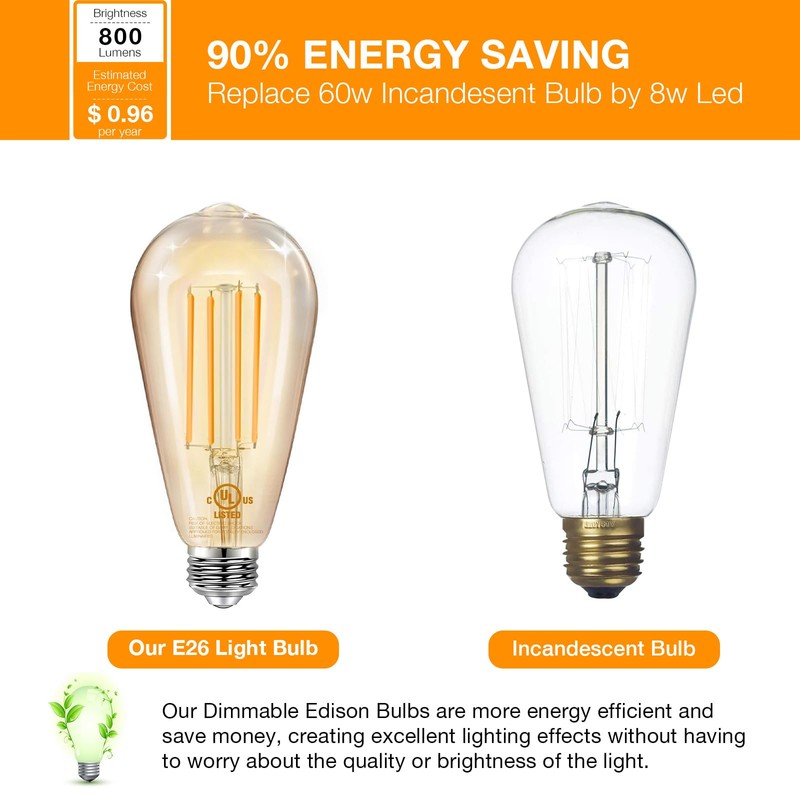 DAYBETTER 16 Pack Vintage LED Edison Bulbs, E26 Led Bulb