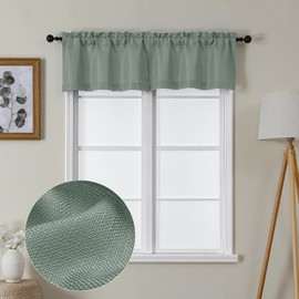 Lecloud-Cenefa verde salvia Bessie para ventanas, cortinas de café de 14 pulgadas, cenefas de cortina texturizadas de lino sintético para baño de cocina (cada una de 30 de ancho x 14 de largo, 2 panel