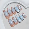 24 Pcs Silver Brown Press on Nails Short Almond Nail