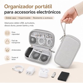 Bolsa de Almacenamiento para Accesorios Organizador Portátil Organizador de Doble Capa con Material Impermeable Resistente Arañazos para Cables USB Auriculares Discos Duros Ideal para Viajes Oficina
