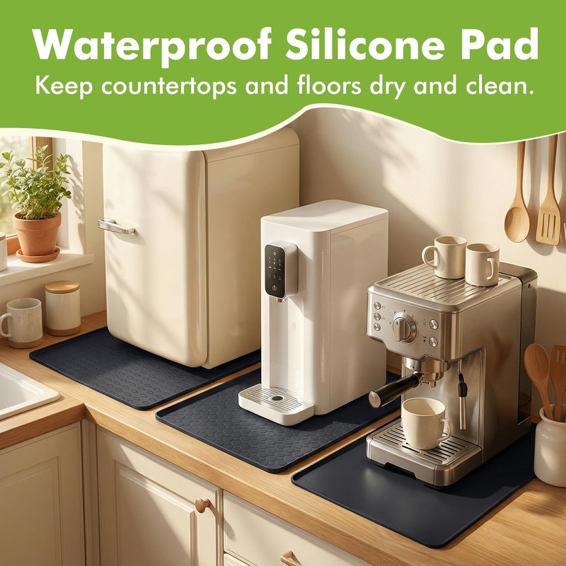 Fridge Mats with Raised Edge,19.7" x 19.7" Washer and Dryer