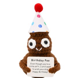 The trend collection Birthday Poo with Stand. Emotional Support Crochet Gift. Happy Birthday Gifts for Women, for Her. Present for Mom. Funny Gag Gift for Friends.